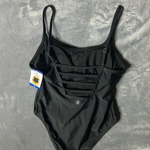 Hurley one piece swimsuit large UPf 50+ ladder back cut out.